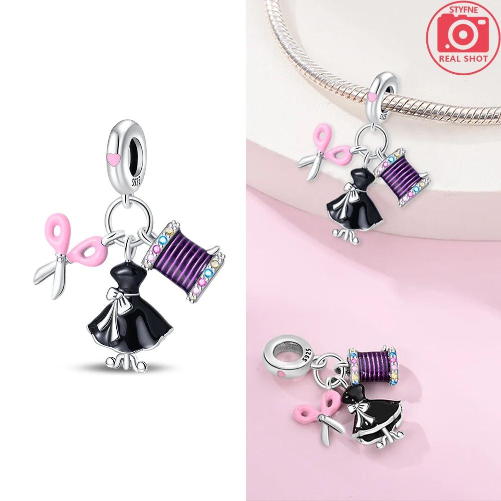 Подвески Шармы Бусины Оригинальные Медные Розовые Высокие Каблуки Чемодан Девочки Самолет Подходят Браслет Изящные Женские DIY Праздничный Подарок