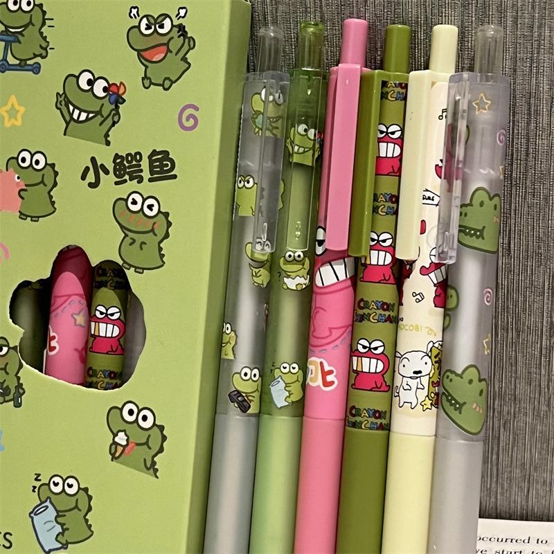 6 шт. Мультяшные милые гелевые ручки Crayon Shin-Chan, креативные для письма, гладкие, быстросохнущие, кавайные канцелярские товары, школьные принадлежности, подарки