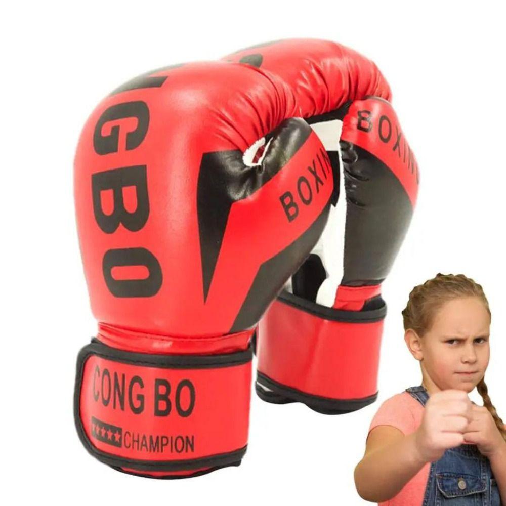 Sponge Padding Leather Boxing Gloves PU Leather Kickboxing Protective Gloves  Children
