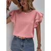 Women's Casual Round Neck Summer Loose Shirt Lotus Leaf Bat Bat Shirt Short Sleeved Top for Women Blouses & Shirts