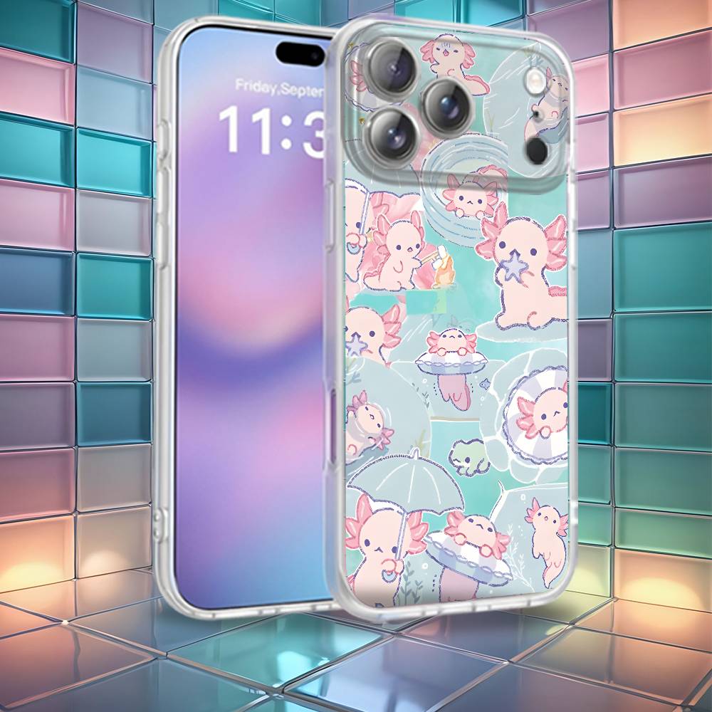 Мультяшный аксолотль милый Для iPhone 17,12,11,14,13,15,16,Plus,Air,Pro,Max,E,Mini для Magsafe Магнитный матовый чехол для телефона