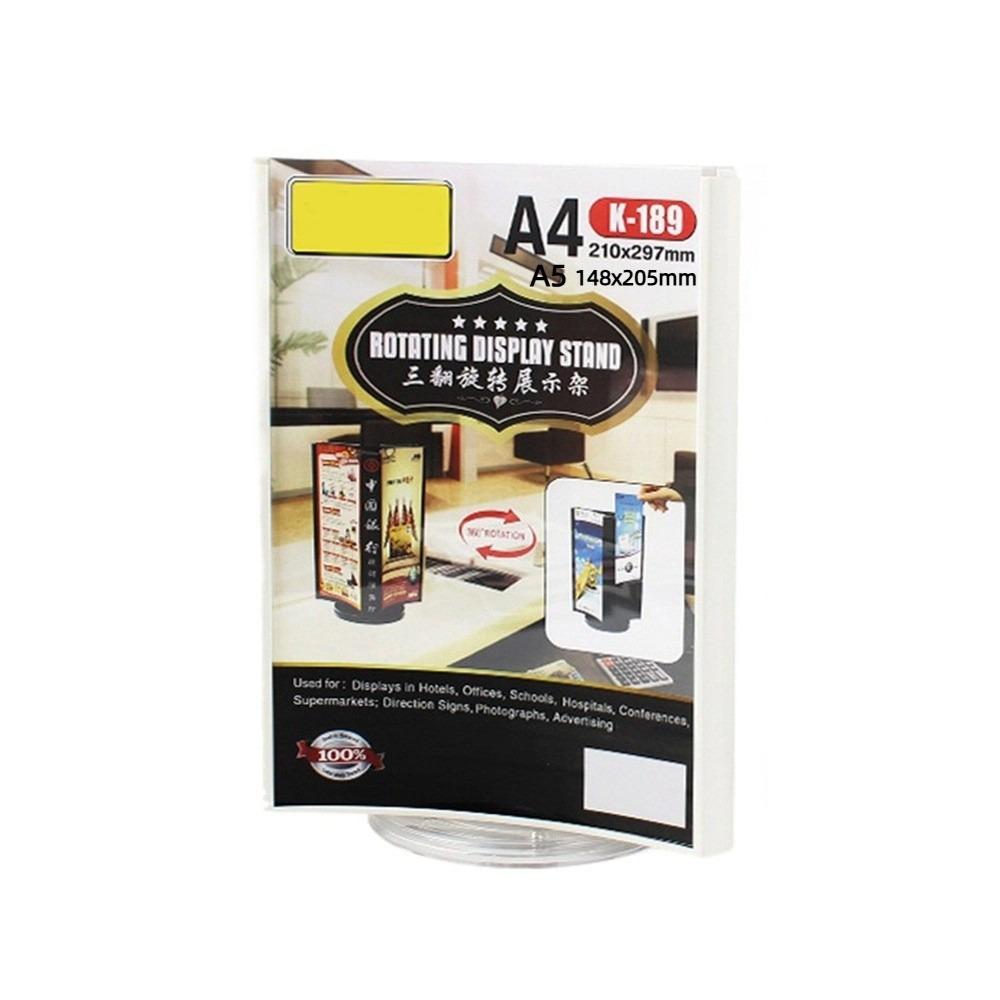 Three-Sided Acrylic Revolving Table Card A4/A5 Menu Sign Holder Menu Display Stand Desktop Use