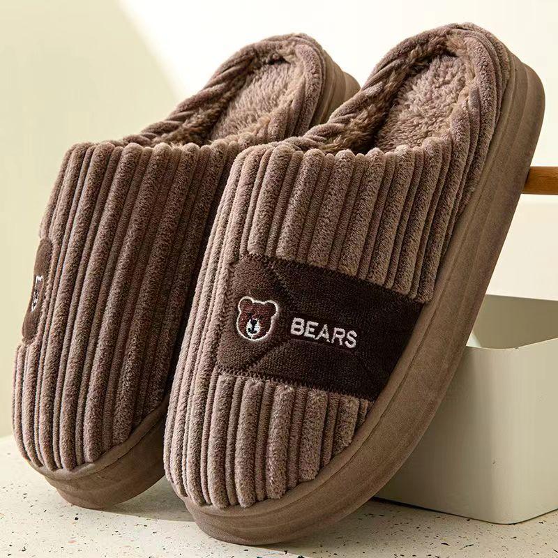 Зимние мужские тапочки, теплые домашние тапочки из хлопка, для дома, на толстой подошве, нескользящие, плюшевые, теплые, пушистые, меховые, мужские домашние тапочки, размер плюс 46-47