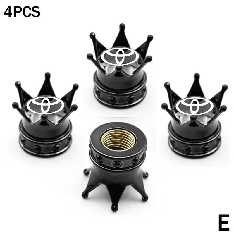 BBF1 4PCS Crown Style Tire Valve Stem Caps, Air Caps Cover, Aluminum Alloy Dustproof And Waterproof Valve Caps Cover For All Toyota