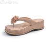 Fashion Flower Women Flip Flops Wedges Slippers Flat Sandals Casual Shoes Woman 2025 Trend Beach Clip Toe Summer Platform Comfort Slides