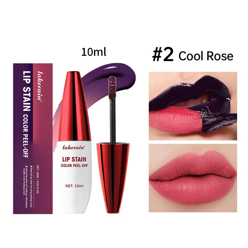 10g - Long Lasting Moisturizing Peel Off Liquid Lipstick, Waterproof, Non-stick Cup, Glossy, Nourishing for All Skin Types, Berry/pink/red Tones