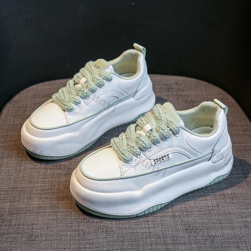 Женские белые массивные кроссовки, женская спортивная обувь на платформе, осенняя мода, кроссовки для бега на шнуровке, женские кроссовки на толстой подошве