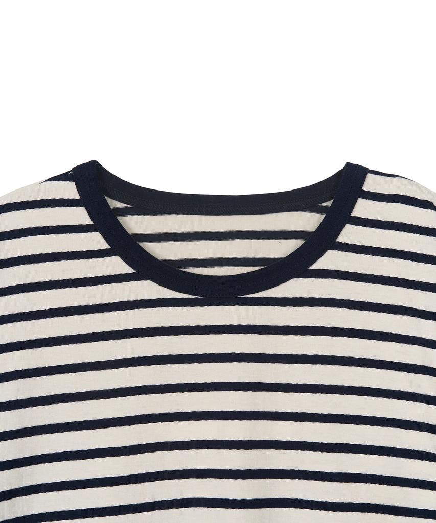 EXCONTAINER Loose Fit Striped Long Sleeve (Ivory/Navy)