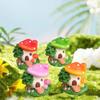 4x Mushrooms House Statues, Micro Landscape Sculpture, Little Resin Practical Simple Garden