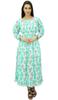 Women's Printed Cotton Smocked Waist Long Maxi Dress Boho Chic