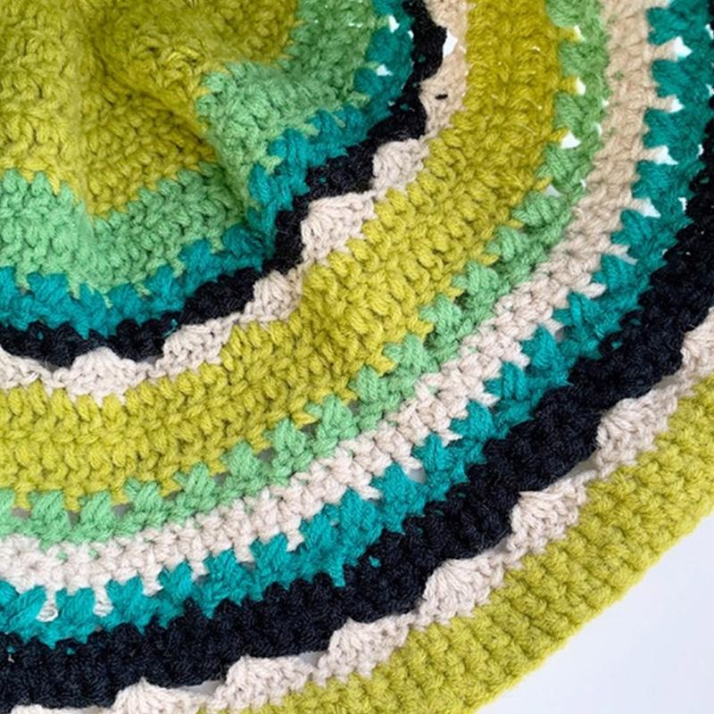Вязаная панама для женщины, дышащая, многоцветное плетение, панама с широкими полями, для взрослых и подростков, летняя рыбацкая кепка