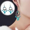 1 Pair of Faux Turquoise Tassel Earrings Lightweight Hypoallergenic Retro Style Polished Metal Plated