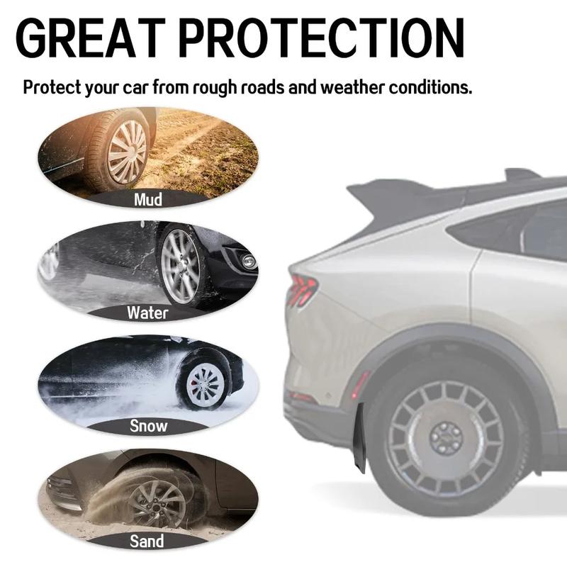 4PCS Mud Flaps for Ford Mustang MACH-E 2021-2025 Front Rear Mud Guards Splash Guards with Hardware Kit Car Accessories