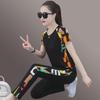 2025 Women's Fashionable Short Sleeve Letter Print Sports Two-Piece Set: Age-Defying and Trendy Casual Wear