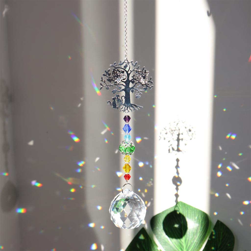 Crystal Sun Catcher Metal Piece Owl Tree Love Fan Angel Pendant Suncatcher Outdoor Garden Decor Rainbow Maker Home Decors 2025