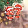 Рождественская подвеска в полоску, номер 6 7, шарм, 2D акриловая подвеска для подвешивания, праздничное украшение для вечеринки, дома, праздничного настроения