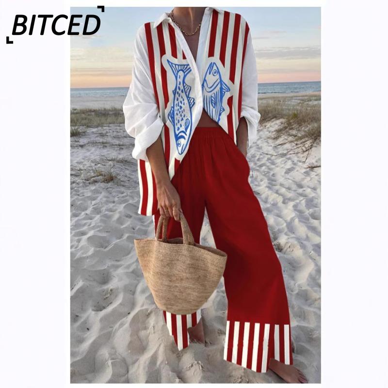 BITCED Женские модные повседневные брючные костюмы с длинным рукавом и воротником-поло
