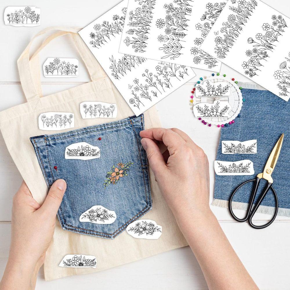 4 Sheets Wash Away Embroidery Patterns Stick and Sew Patterns Hand Sewing Lover