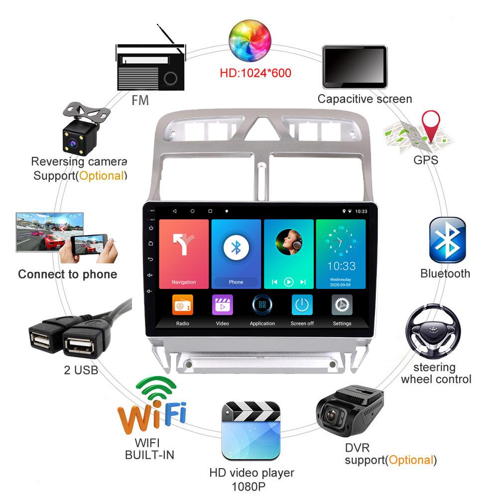 Автомобильный радиоприемник Android GPS-навигатор для Peugeot 307 307CC 307SW 2002-2013 мультимедийный стерео Wi-Fi видео 2din 2 DIN 1 + 16 ГБ