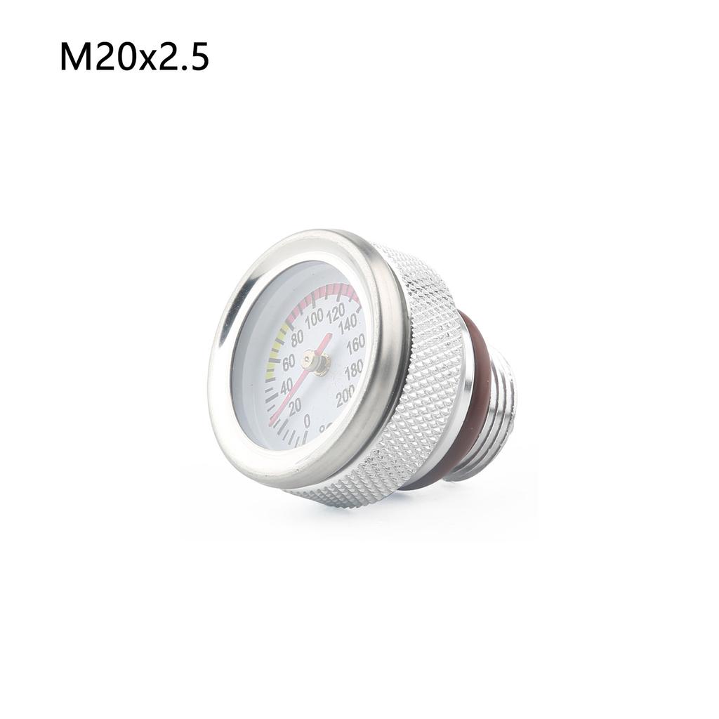ZG Universal Motorcycle Oil Temp Gauge Oil Filler Plug M30x1.5 M20x1.5 M20x2.5 0‑200℃ Pointer Meter Silver Black Aluminum Part