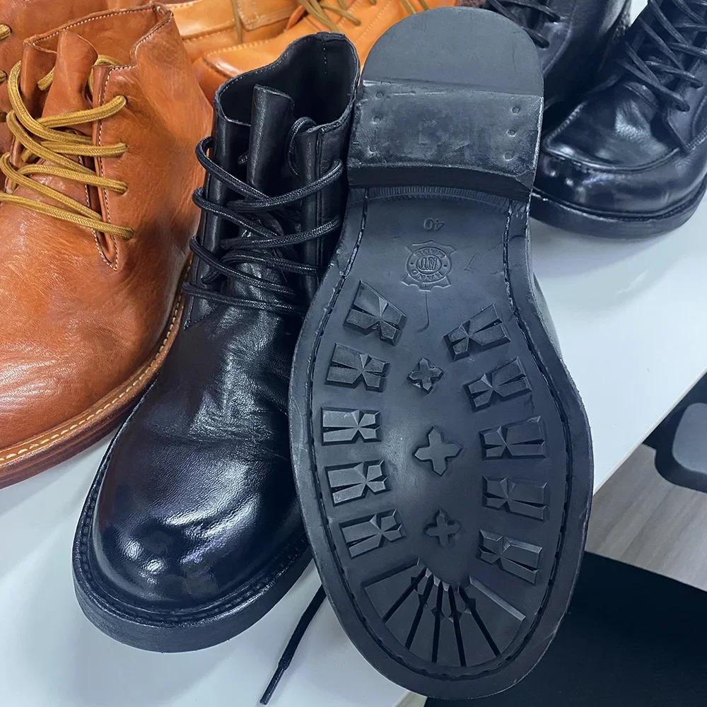 Модные мужские ботильоны в британском стиле, из мягкой телячьей кожи, ручной работы, мотоциклетные ботинки, кожаная подошва, удобная шнуровка, зимняя обувь