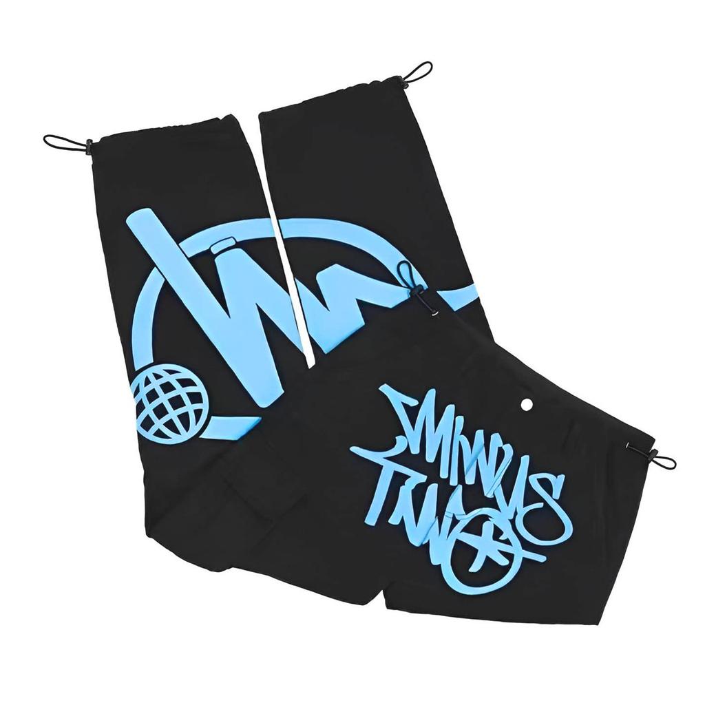 Мужская повседневная рабочая одежда Короткие брюки из двух частей Прямые уличные карманы с высокой талией и принтом в стиле хип-хоп