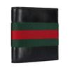 Gucci Черный кожаный бифолд-кошелек с веб-полосой для унисекс, роскошный, для ежедневного использования