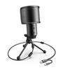FIFINE USB Condenser Microphone, PC Microphone, PlayStation Microphone, Unidirectional, with Earphone Output, USB-AC Splitter Cable, Pop Filter,