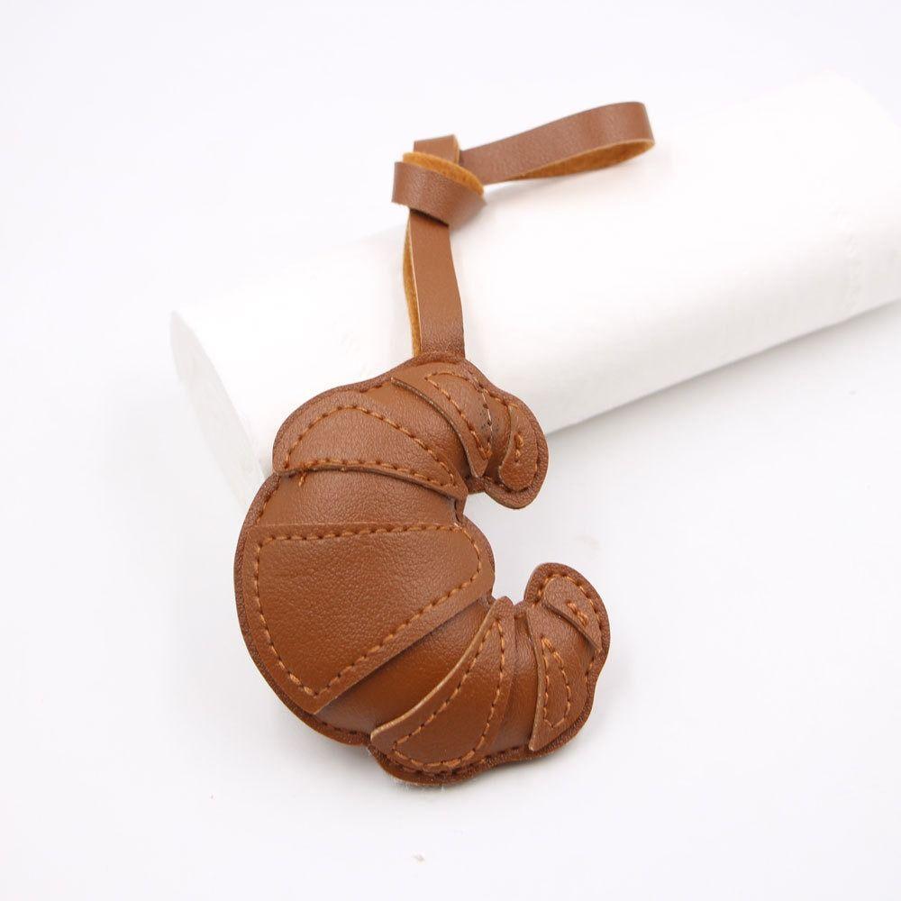 Cartoon Croissant Keychain PU Leather Bag Pendant Lovely PU Leather Hanger Women