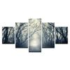 5 Piece Wall Art Canvas Paintes Forest Trail Morning Mist Landscape Paintings Trees Poster  For Home Living Room Decoration No Frame