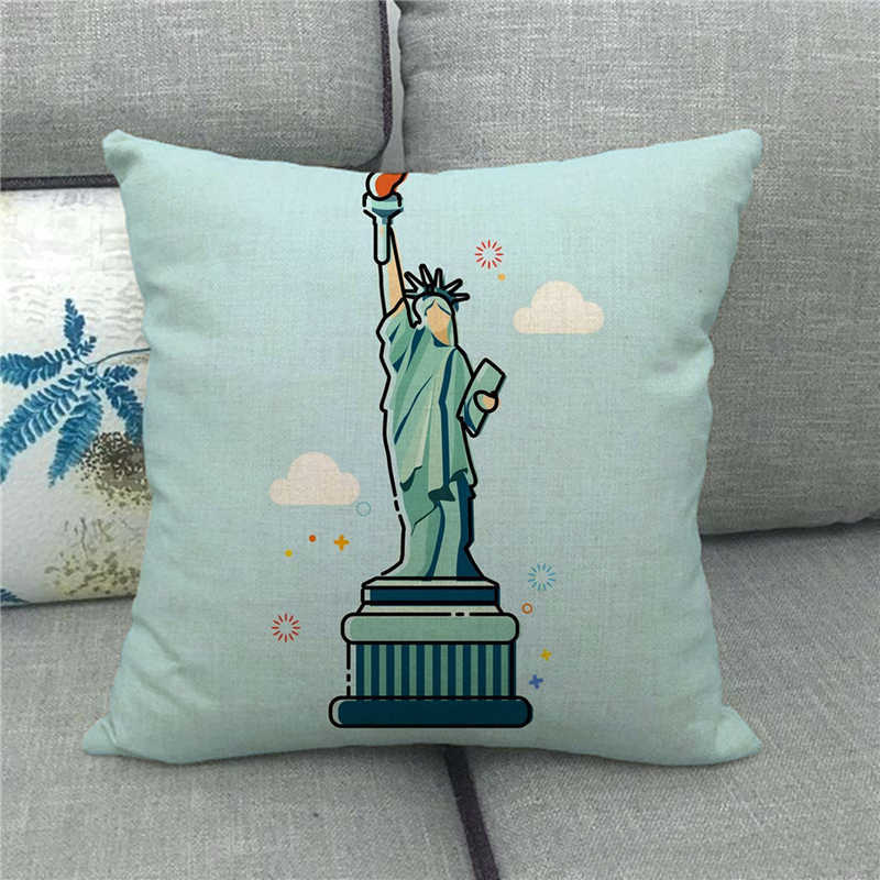 The Statue Of Liberty (Independent And Free) Digital Printing Short Plush Pillow Covers For Sofa Office Cushion Cover Home Goods