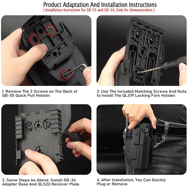 QLS Kit For Gun Holster Accessories Gun Case Adapter Quick Locking System Kit with QLS 19 and 22 Polymer