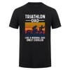 Triathlon Dad T Shirt Unisex Vintage Sports Graphic Tee Swimming Cycling Running Gift For Dad Father Day Casual Shirt DA