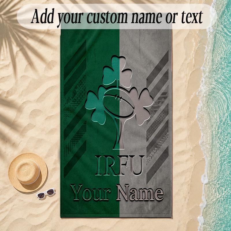 Beach TowelIreland Rugby Custom Name Text Personalized Soft Towel for Beach Pool Indoor Home Decor Gift