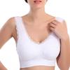 Solid Color Women Lace Trim Seamless Padded Wire Free Bra Crop Top Underwear