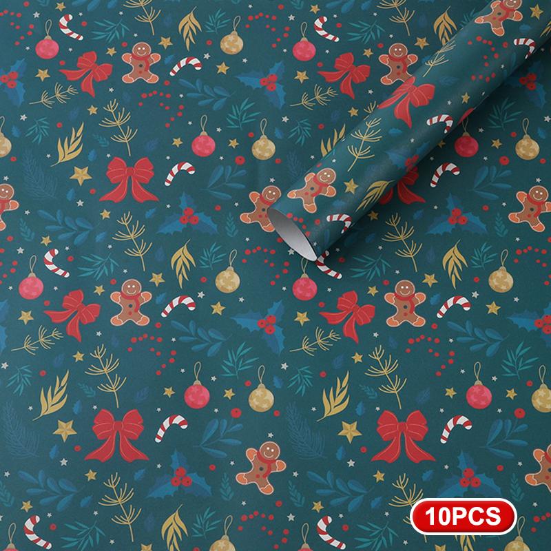 10pcsChristmas Gift Wrapping Paper Multi-purpose Portability Gift Packaging Papers Party Wedding Gift Wrapping Decoration Papers
