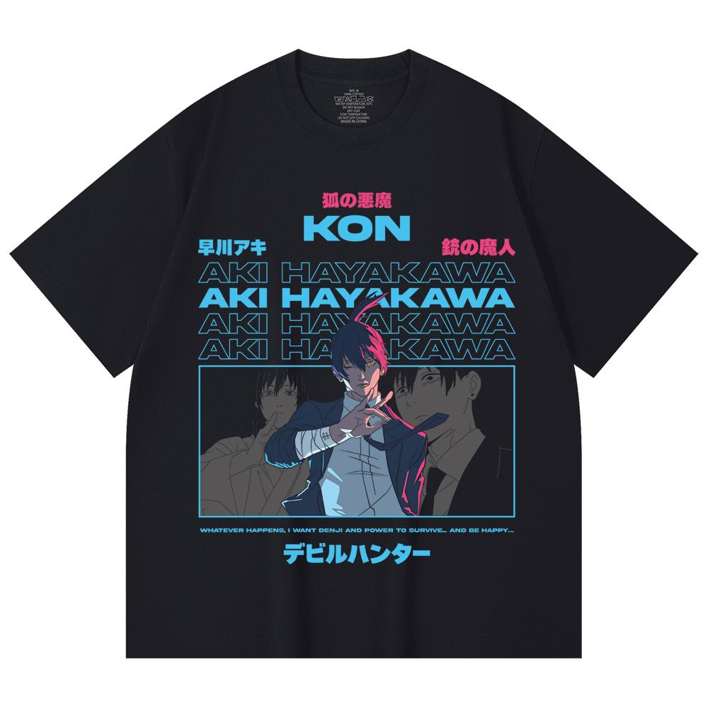230 Gsm Cotton Chainsaw Man V38 Aki Print Unisex Heavy Cotton T Shirt