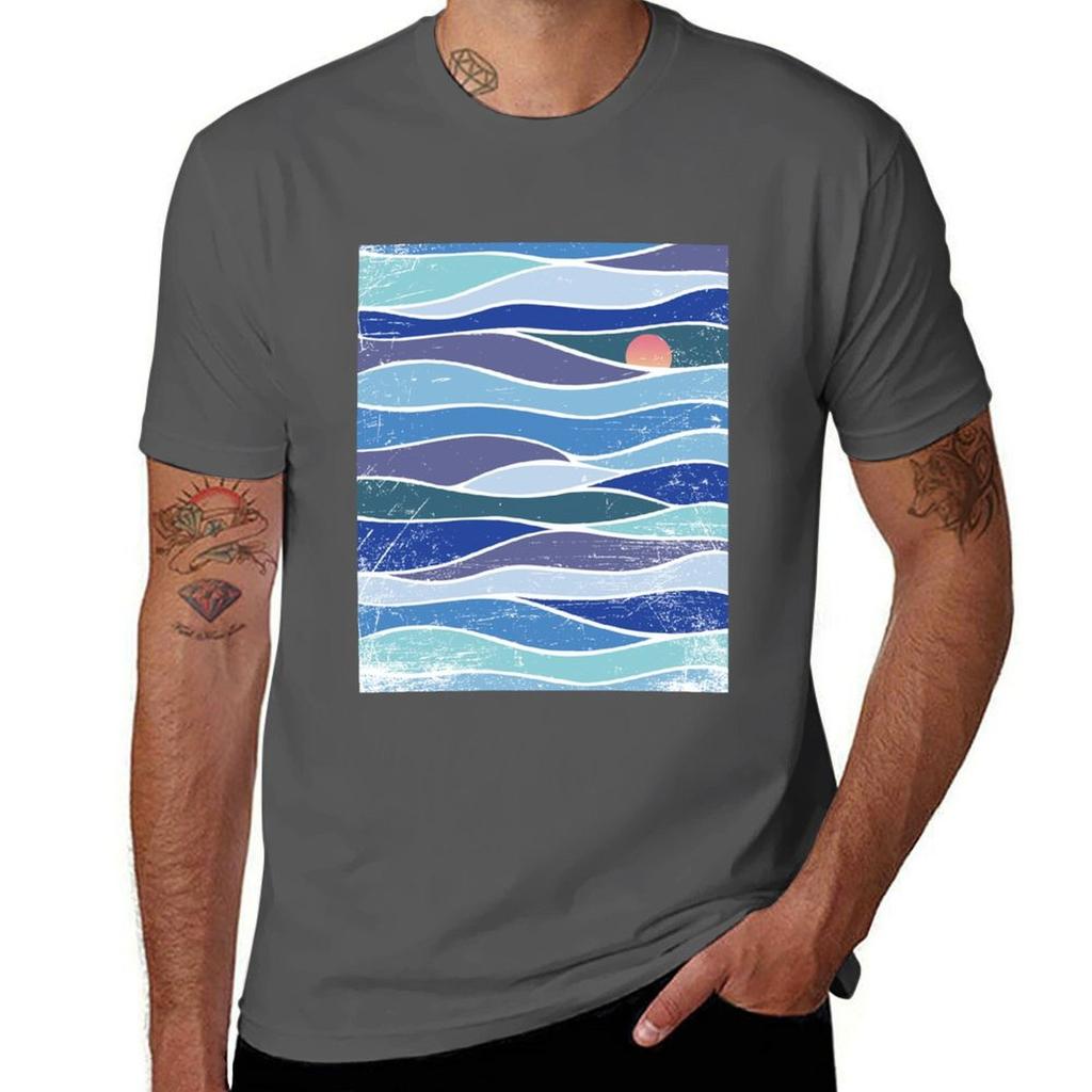 Waves And Sun Tshirt Work Wear Short Sleeve Tshirt