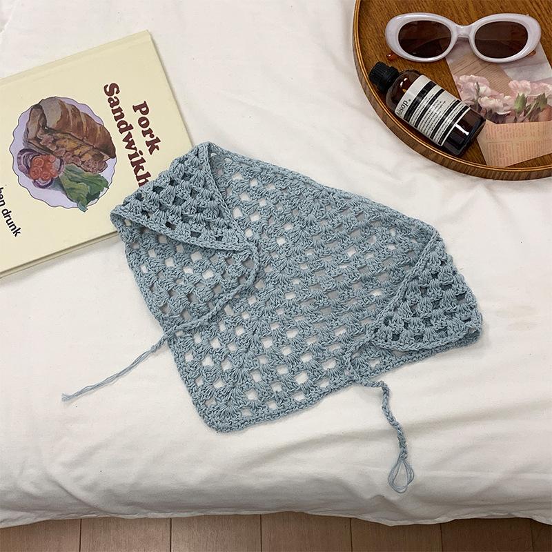 Платок ручной работы крючком женский 2024 новый сладкий французский треугольный полотенце интернет знаменитость вязаная повязка на голову повязка на голову