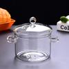 Прозрачная стеклянная кастрюля большой емкости, утолщенная термостойкая двухсторонняя кастрюля для лапши быстрого приготовления с крышкой, можно нагревать на открытом огне, кастрюля для здоровья