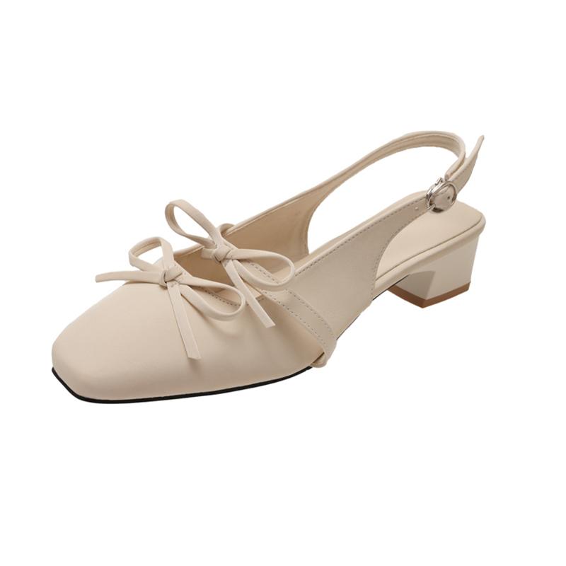 Fashion Women Heeled Sandals Bow Square Toe Dress Shoes Fashion Luxury Woman's Pumps 2025 New Designer Sexy Elegant Zapatillas De Mujer