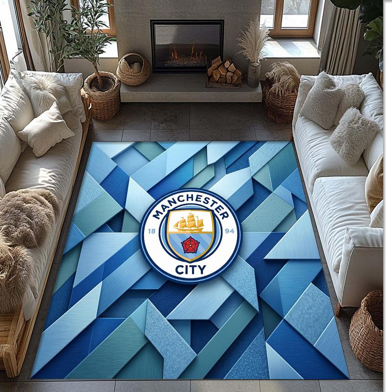 Фланелевый ковер с принтом Manchester City, нескользящий, мягкий, из полиэстера, для пола, декоративный коврик для спальни, гостиной, дивана
