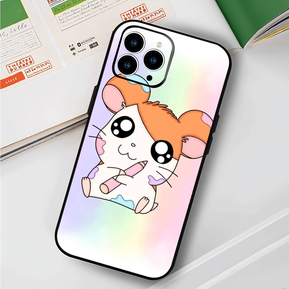 Мультяшный Аниме H-Хамтаро Чехол для Телефона Для IPhone 17 Air 16 15 14 13 Pro Max 11 12 Черный Силиконовый Чехол
