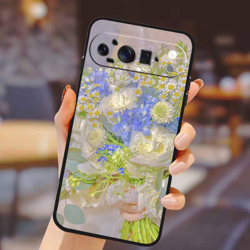 Для Google Pixel 10 Pro XL Чехол Силиконовый ТПУ Чехол для Телефона для Pixel10 Pro XL Цветы Подарок Пара Черный Задняя Сторона Мягкий Защитный Чехлы