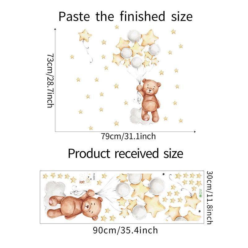 Мультяшный Звездный Медведь Луна Облако Украшение Наклейка на стену Украшение для дома Наклейка на стену Самоклеящаяся