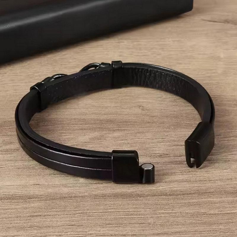 Браслет-манжета с шармом в виде символа бесконечности, магнитная застежка, аксессуары для рук, новый, простой, стиль OL, браслет из натуральной кожи для мужчин