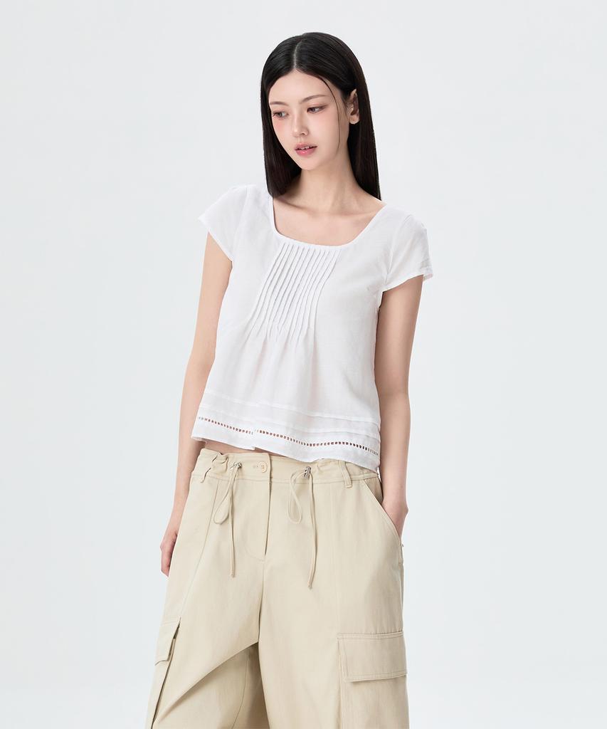 Льняная блузка MIXXO с защипами_Miwbwg721G