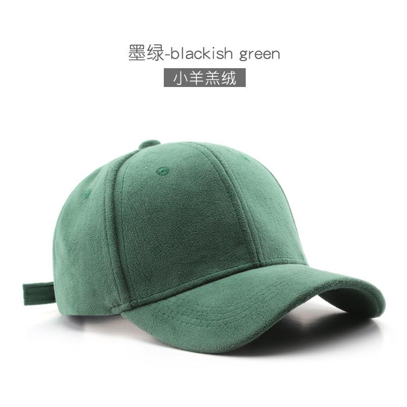 Шапка женская японская корейская версия зимняя теплая из овечьей шерсти однотонная кепка-таблетка для улицы спортивная модная мужская бейсболка