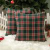 Christmas Check Cushion Cover for Living Room Sofa (Pack of 2, 16x16 Inch) - Christmas Theme Decor