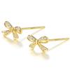 Earrings Silver Silver925 Ribbon CZ Diamond Yellow Gold 18K Coating Lovely Simple (yellow Gold)